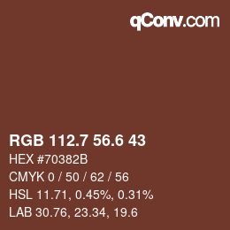 カラーコード: RGB 112.7 56.6 43 | qconv.com