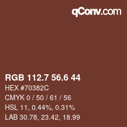 カラーコード: RGB 112.7 56.6 44 | qconv.com