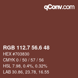 カラーコード: RGB 112.7 56.6 48 | qconv.com