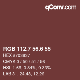 カラーコード: RGB 112.7 56.6 55 | qconv.com