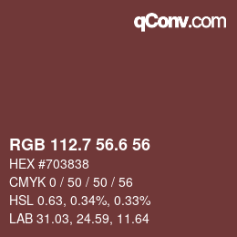 カラーコード: RGB 112.7 56.6 56 | qconv.com