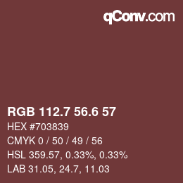 カラーコード: RGB 112.7 56.6 57 | qconv.com