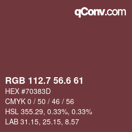 カラーコード: RGB 112.7 56.6 61 | qconv.com
