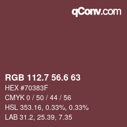 カラーコード: RGB 112.7 56.6 63 | qconv.com