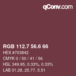 カラーコード: RGB 112.7 56.6 66 | qconv.com