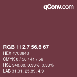 カラーコード: RGB 112.7 56.6 67 | qconv.com
