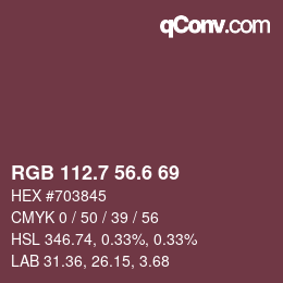 カラーコード: RGB 112.7 56.6 69 | qconv.com