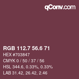 カラーコード: RGB 112.7 56.6 71 | qconv.com