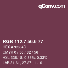 カラーコード: RGB 112.7 56.6 77 | qconv.com