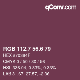カラーコード: RGB 112.7 56.6 79 | qconv.com