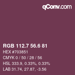 カラーコード: RGB 112.7 56.6 81 | qconv.com