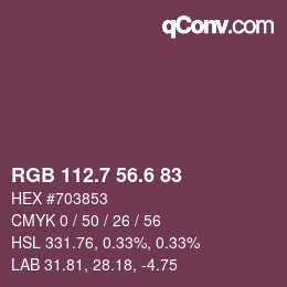 カラーコード: RGB 112.7 56.6 83 | qconv.com