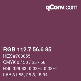 カラーコード: RGB 112.7 56.6 85 | qconv.com