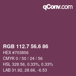 カラーコード: RGB 112.7 56.6 86 | qconv.com