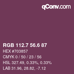カラーコード: RGB 112.7 56.6 87 | qconv.com
