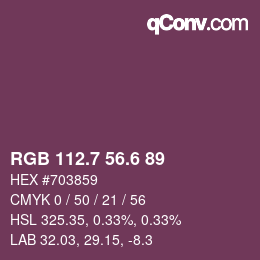 カラーコード: RGB 112.7 56.6 89 | qconv.com