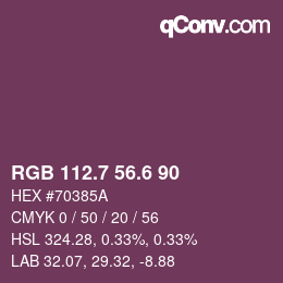 カラーコード: RGB 112.7 56.6 90 | qconv.com