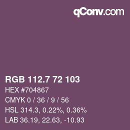 カラーコード: RGB 112.7 72 103 | qconv.com