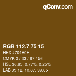カラーコード: RGB 112.7 75 15 | qconv.com