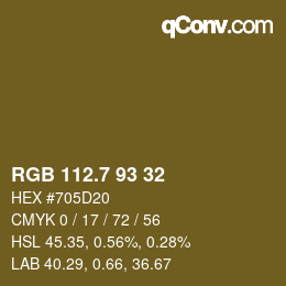 カラーコード: RGB 112.7 93 32 | qconv.com
