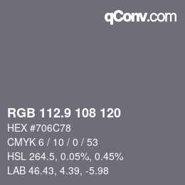 カラーコード: RGB 112.9 108 120 | qconv.com