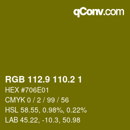 カラーコード: RGB 112.9 110.2 1 | qconv.com