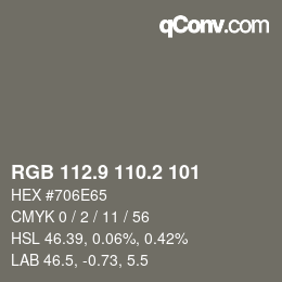 Color code: RGB 112.9 110.2 101 | qconv.com