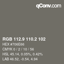 Color code: RGB 112.9 110.2 102 | qconv.com