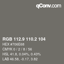 Color code: RGB 112.9 110.2 104 | qconv.com