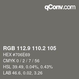 Color code: RGB 112.9 110.2 105 | qconv.com