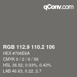 カラーコード: RGB 112.9 110.2 106 | qconv.com