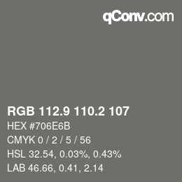 Color code: RGB 112.9 110.2 107 | qconv.com