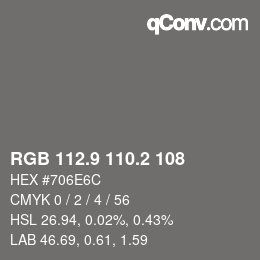 カラーコード: RGB 112.9 110.2 108 | qconv.com
