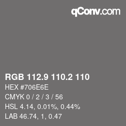 Color code: RGB 112.9 110.2 110 | qconv.com