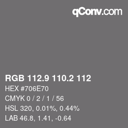 カラーコード: RGB 112.9 110.2 112 | qconv.com