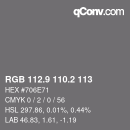 カラーコード: RGB 112.9 110.2 113 | qconv.com