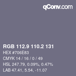 Color code: RGB 112.9 110.2 131 | qconv.com