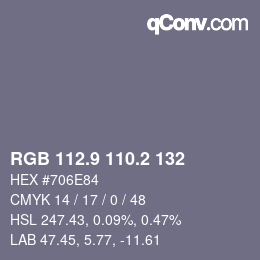Color code: RGB 112.9 110.2 132 | qconv.com