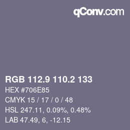 カラーコード: RGB 112.9 110.2 133 | qconv.com