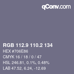 Color code: RGB 112.9 110.2 134 | qconv.com