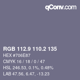 Color code: RGB 112.9 110.2 135 | qconv.com