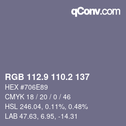Color code: RGB 112.9 110.2 137 | qconv.com