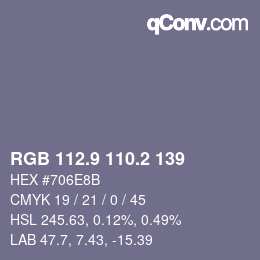Color code: RGB 112.9 110.2 139 | qconv.com