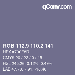 Color code: RGB 112.9 110.2 141 | qconv.com