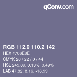 カラーコード: RGB 112.9 110.2 142 | qconv.com