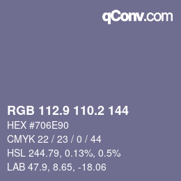 Color code: RGB 112.9 110.2 144 | qconv.com