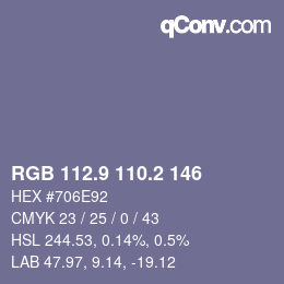 カラーコード: RGB 112.9 110.2 146 | qconv.com