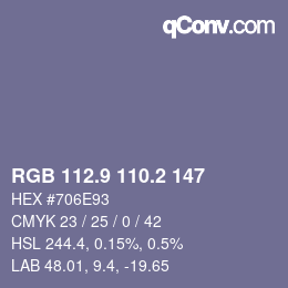 カラーコード: RGB 112.9 110.2 147 | qconv.com