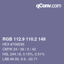 カラーコード: RGB 112.9 110.2 149 | qconv.com