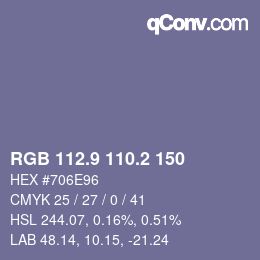Farbcode: RGB 112.9 110.2 150 | qconv.com